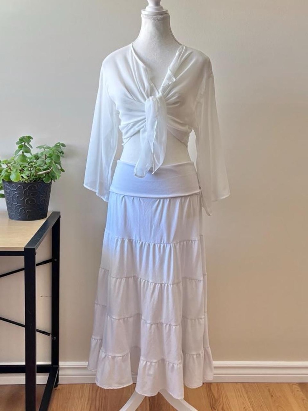 White Tiered Maxi Skirt